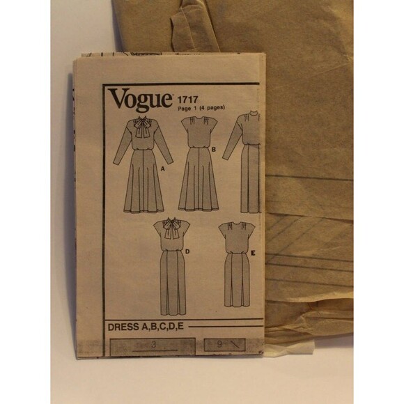 Vogue Basic Design Sewing Pattern 1717, Size 8, 10, 12, Misses, Dress, Loose Fit - Picture 5 of 5